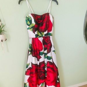 Rose floral print prom dress
